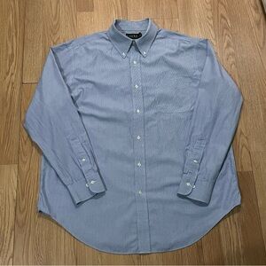 Lauren Ralph Lauren Mens 17x34/35 Long Sleeve Button Shirt Blue Striped Non-Iron